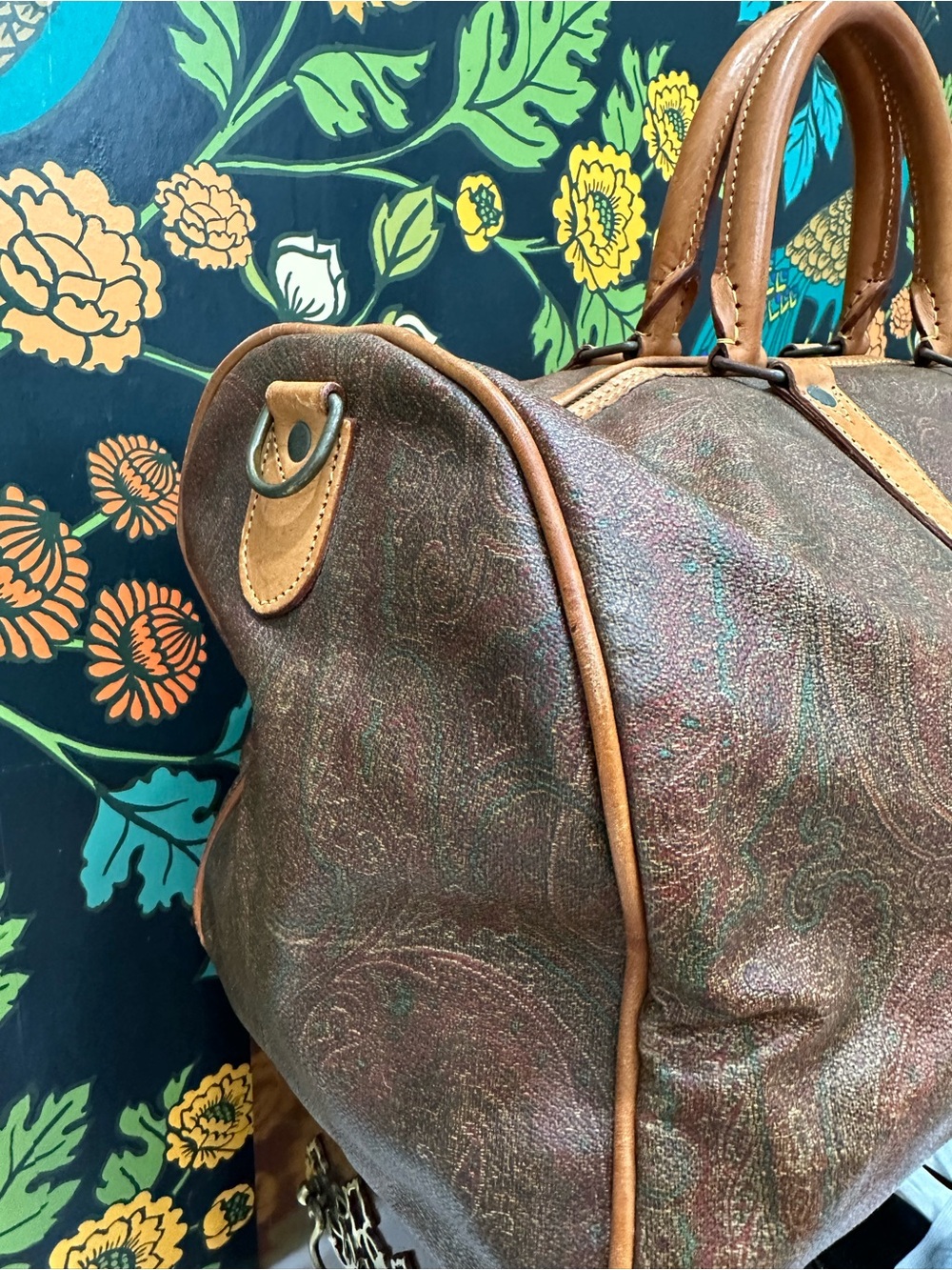 Vintage Etro Milano Arnica Paisley Weekender Duffle Bag Made in Italy - Picture 7 of 14
